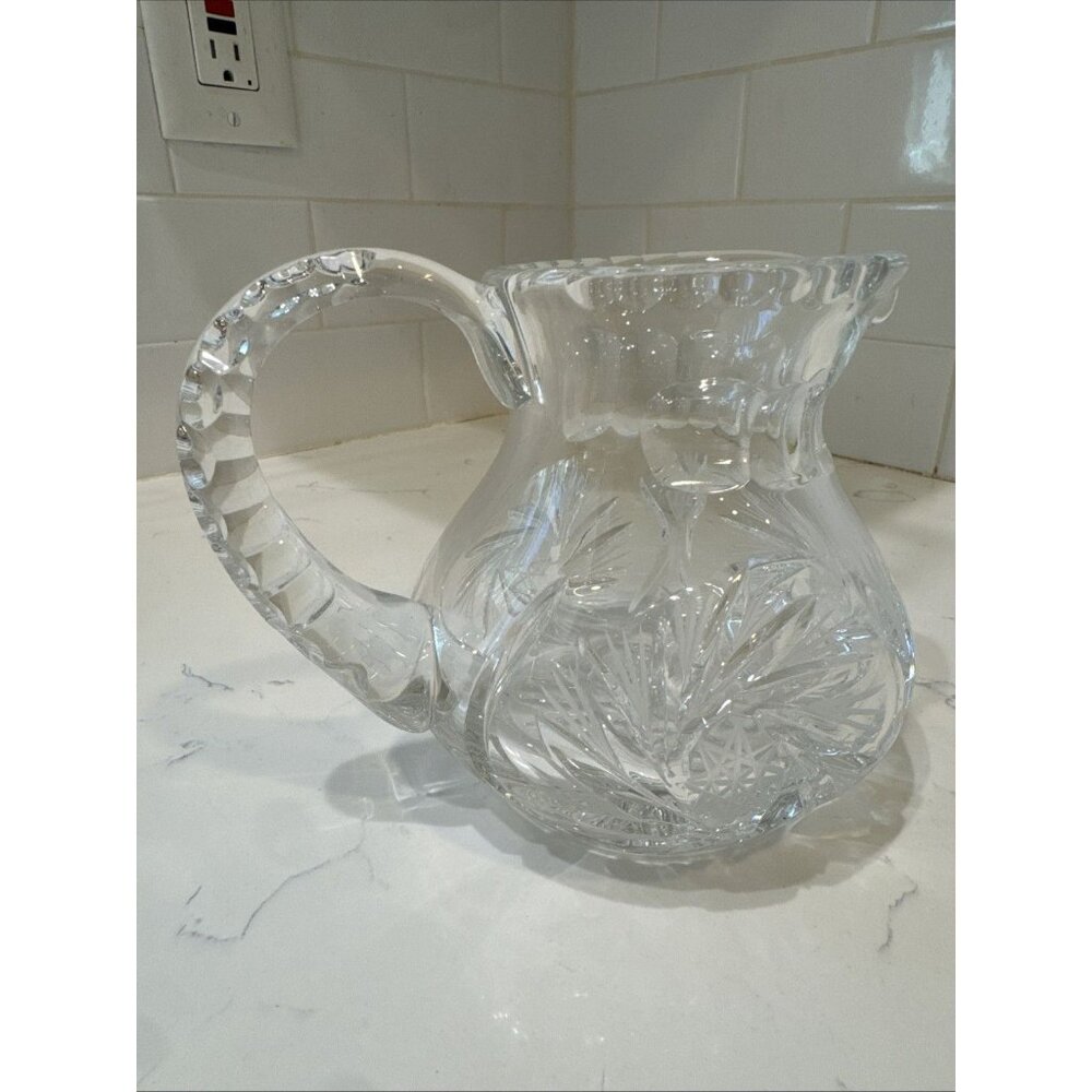 Vintage Beautiful Polish Cut Crystal Pinwheel Pattern 5" Pitcher - Picture 4 of 16